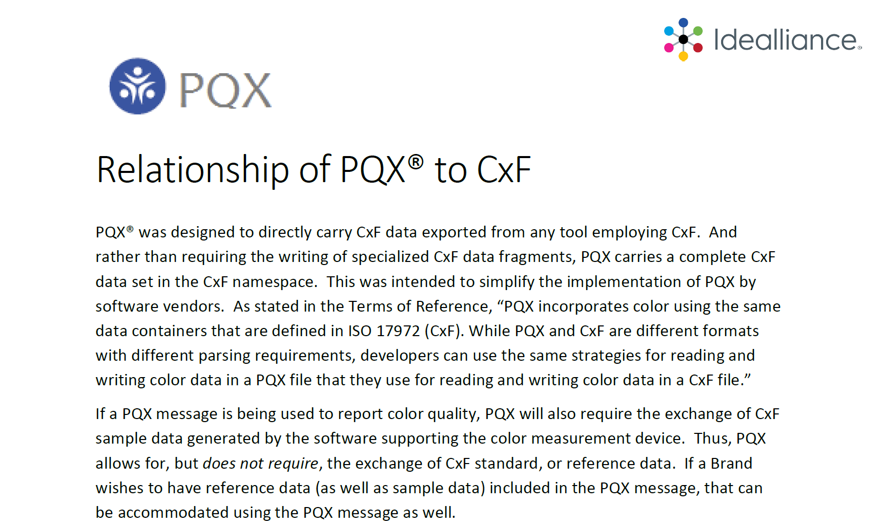 Relationship of PQX® to CxF Download